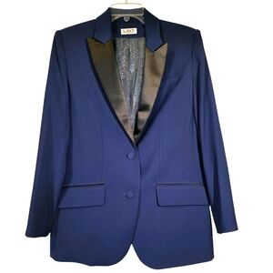 Women's Blue Blazer with Black Accents